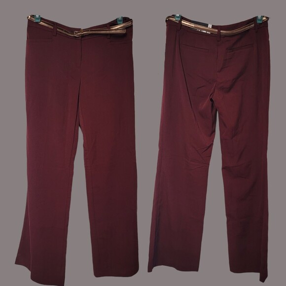APT. 9  Trouser Dress Pants Modern Fit Burgundy Stretch Trouser Leg Size 4 - Picture 1 of 6